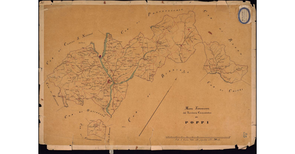 Mappa topografica del territorio comunitativo di Poppi