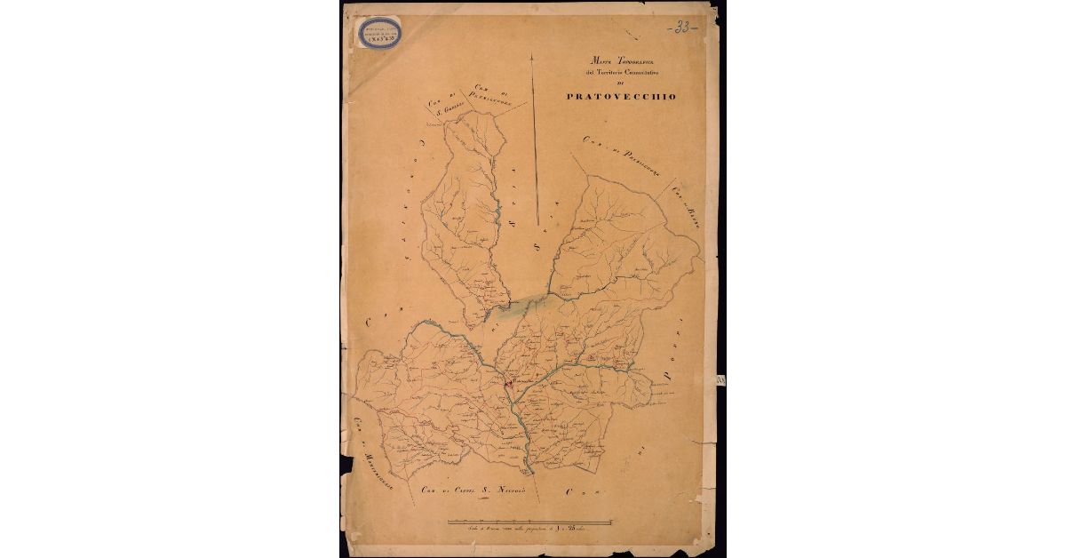 Mappa topografica del territorio comunitativo di Pratovecchio