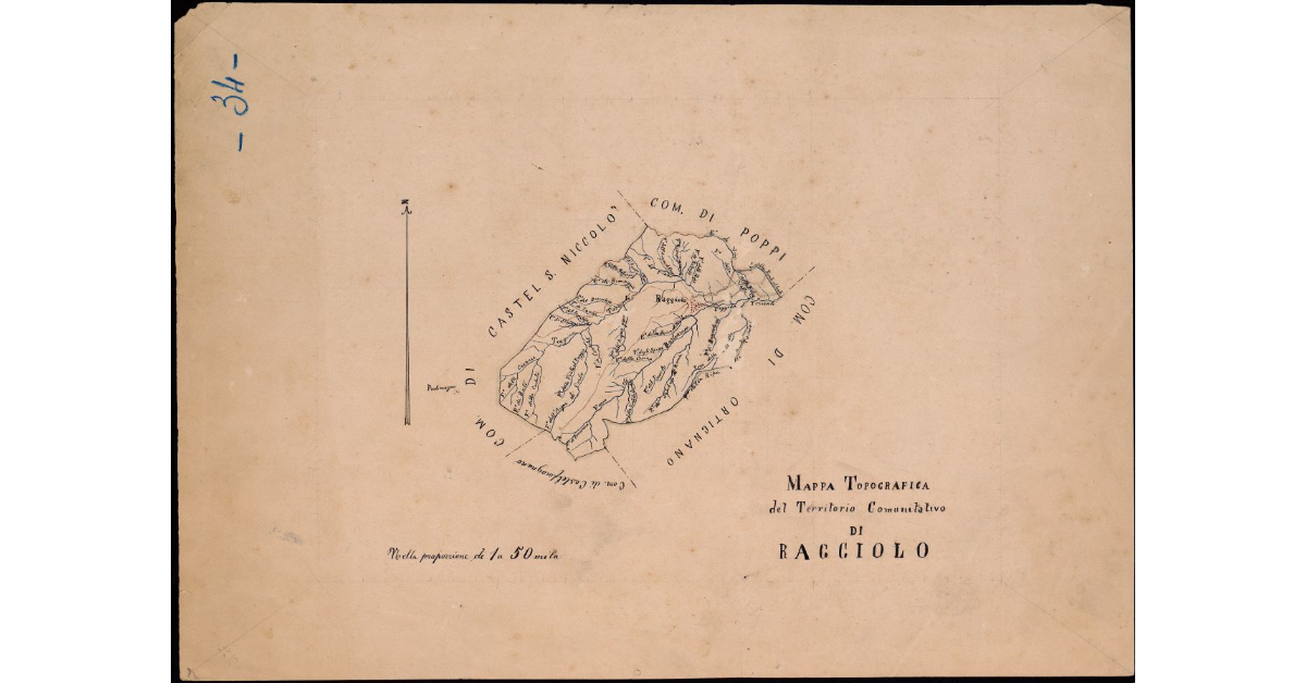 Mappa topografica del territorio comunitativo di Raggiolo
