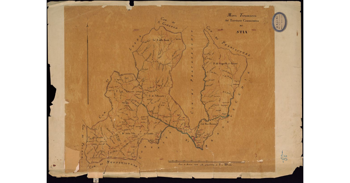 Mappa topografica del territorio comunitativo di Stia