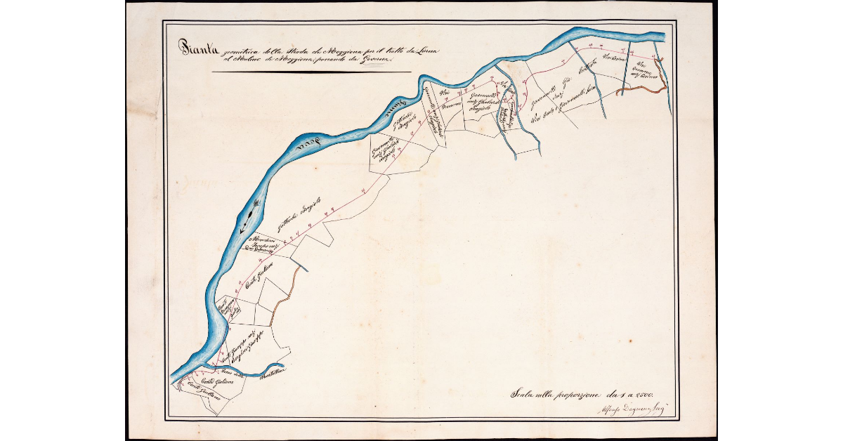 Pianta Geometrica della Strada di Moggiona per il tratto da Lierna al Mulino di Moggiona, passando da Gaverna