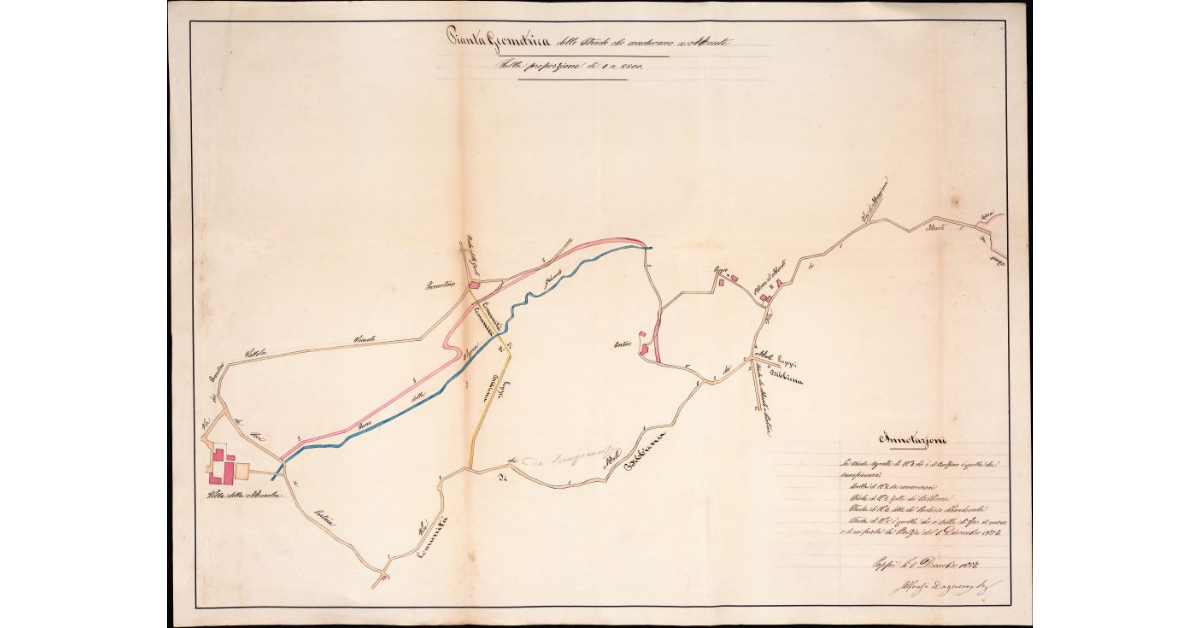 Pianta Geometrica delle Strade che conducono a San Martino a Monte nella proporzione di 1 a 2500