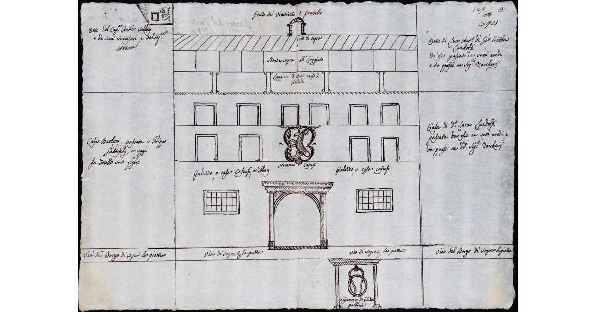 [Facciata principale del Palazzo Cascesi poi Soldani]
