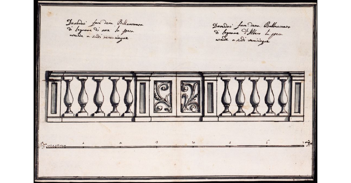 [Disegno in alzato di una balaustra da farsi nel fabbricato dell'Oratorio della Madonna del Morbo di Poppi]