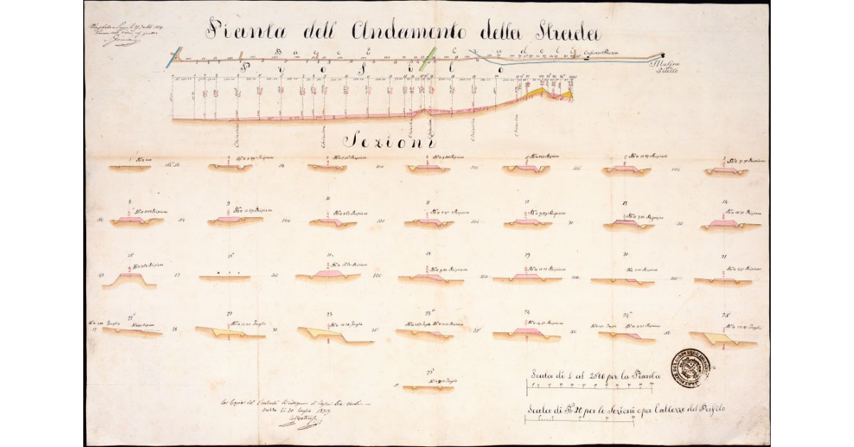 Pianta dell'andamento della Strada [del Mulino di Filetto di Poppi]