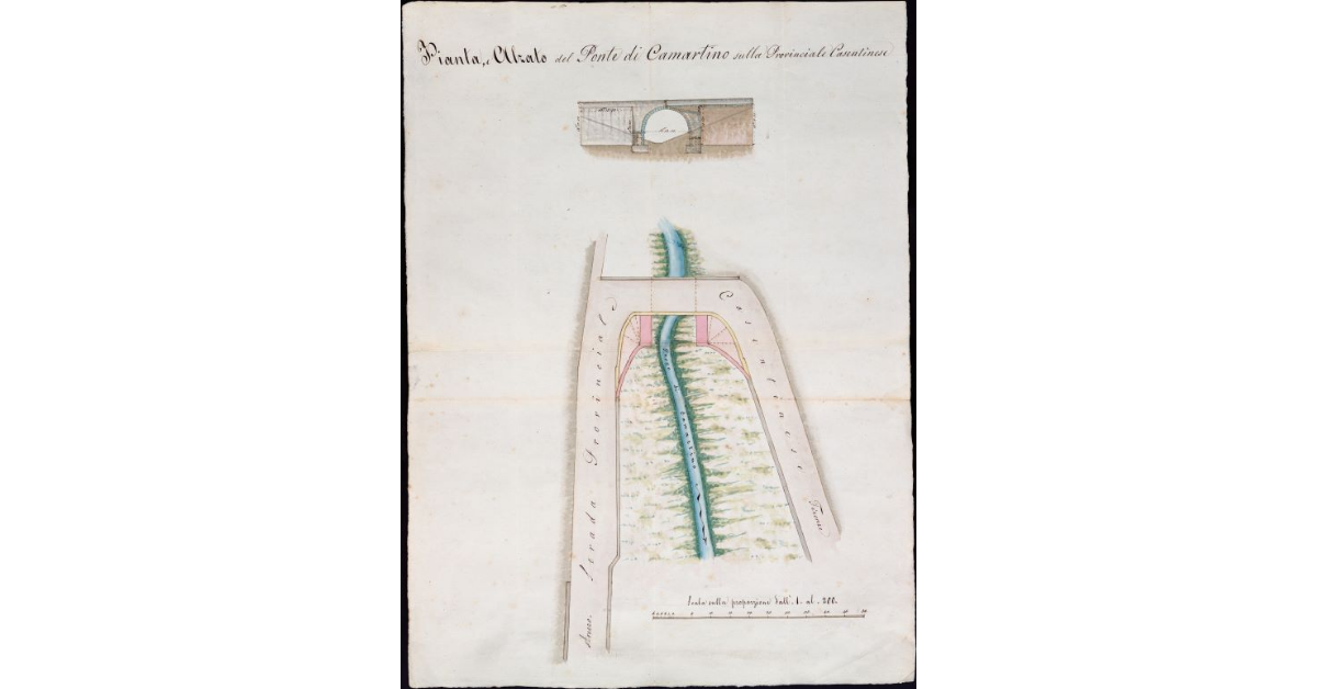 Pianta e alzato del Ponte di Camartino sulla Provinciale Casentinese [di Poppi]