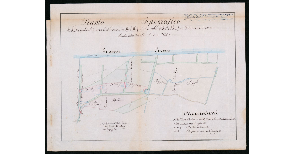 Pianta Topografica dell'Argine del Fossatone e dei Terreni ad esso sottoposti traenti utile dalla sua Restaurazione