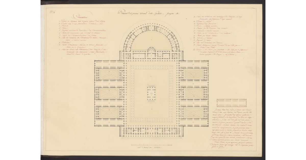 Pianta del piano terreno dello Spedale. Progetto II