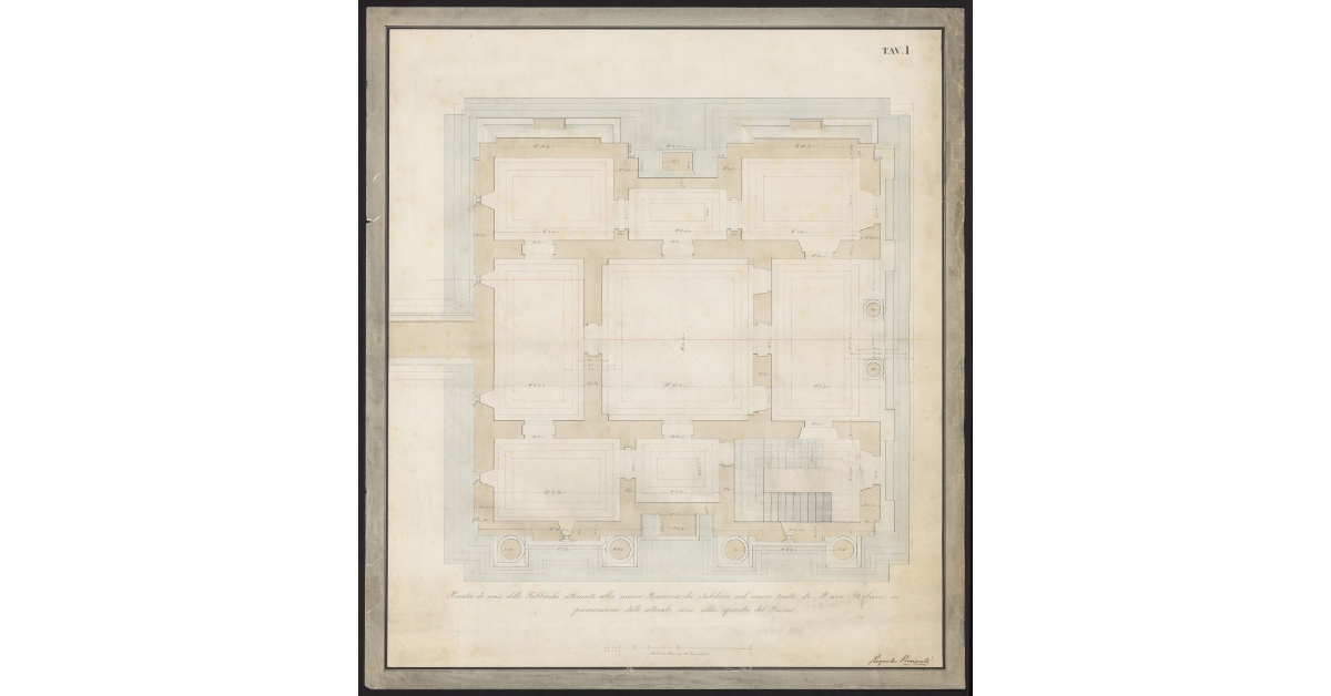 Tav. I Pianta di una delle fabbriche attenenti alla nuova barriera da stabilirsi nel nuovo tratto di mura urbane [di Firenze]