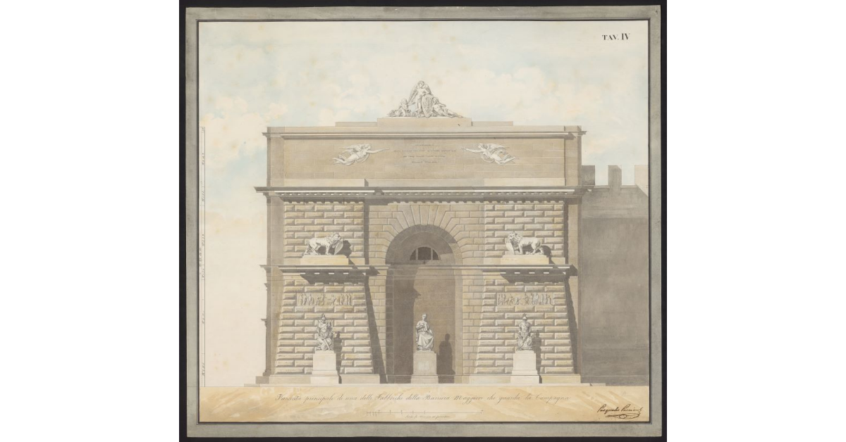 Tav. IV Facciata principale di una delle fabbriche della barriera maggiore che guarda la campagna [di Firenze]