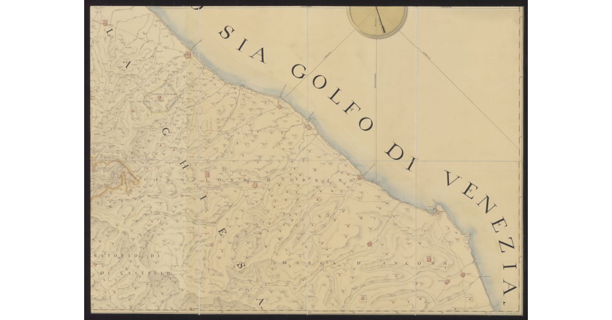 Carta geografica di parte del Granducato di Toscana e dello Stato della Chiesa, delineata specialmente per lume e regola dei progetti riguardanti la strada di commercio per unire i due mari