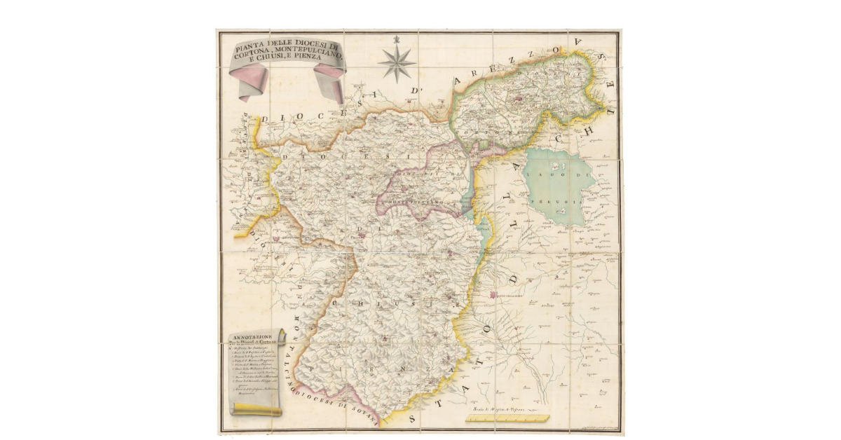 Pianta delle diocesi di Cortona, Montepulciano e Chiusi e Pienza