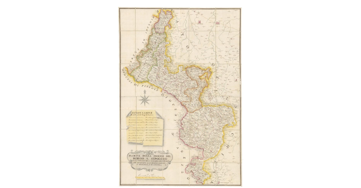 Pianta della diocesi del Borgo S. Sepolcro, con la porzione della Romagna granducale che appartiene alle diocesi di Forlì, di Bertinoro e di Sarsina
