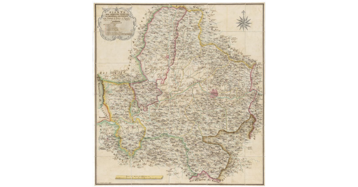 Pianta del Supremo Tribunale di Giustizia di Firenze e dei Vicariati di Prato e d'Empoli, ciascuno di essi divisi nelle loro potesterie