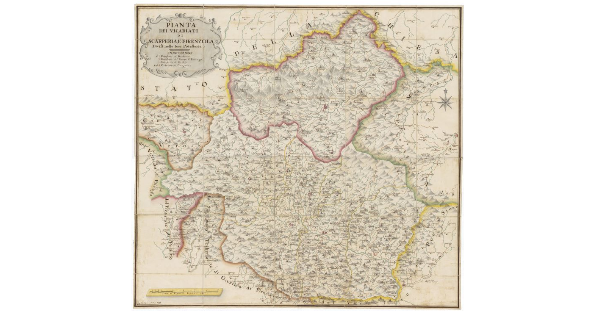 Pianta dei vicariati di Scarperia e Firenzuola, divisi nelle loro potesterie