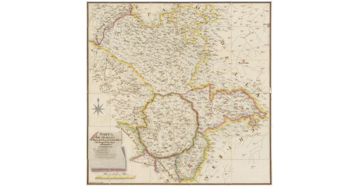 Pianta dei vicariati di Bagno, di Sestino, della Pieve S. Stefano e del Borgo S. Sepolcro