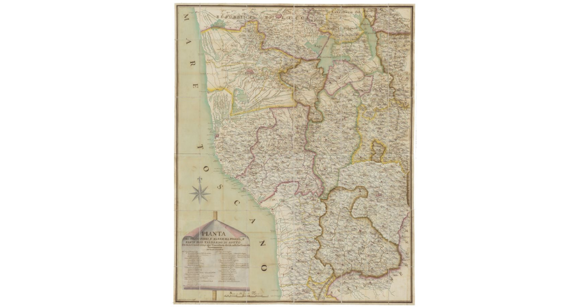 Pianta del territorio e Maremma pisana e parte del Valdarno di Sotto, divisa in cancellerie, e ogni cancelleria divisa nelle sue comunità