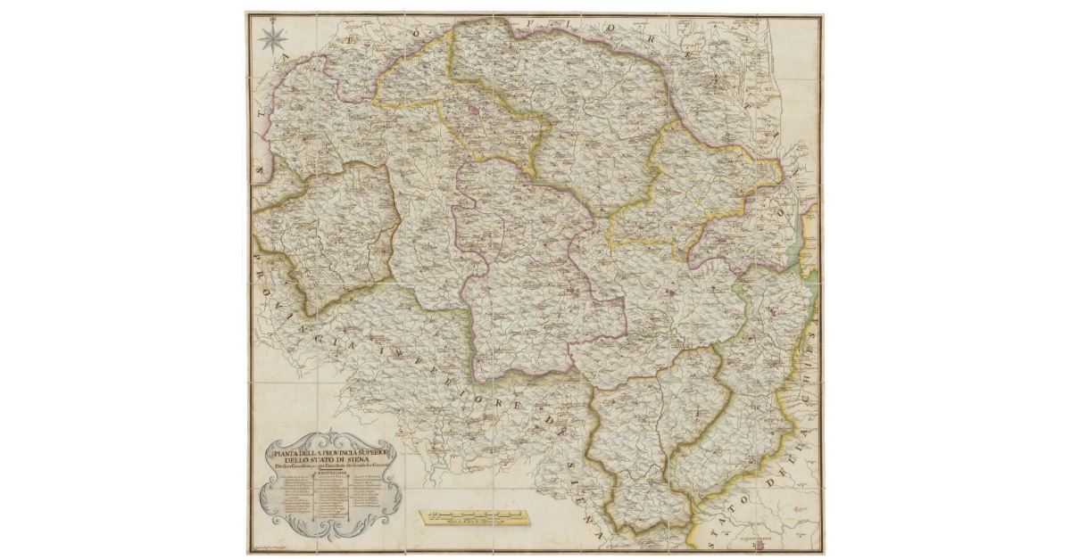 Pianta della Provincia Superiore dello Stato di Siena divisa in cancellerie, ed ogni cancelleria divisa nelle sue comunità