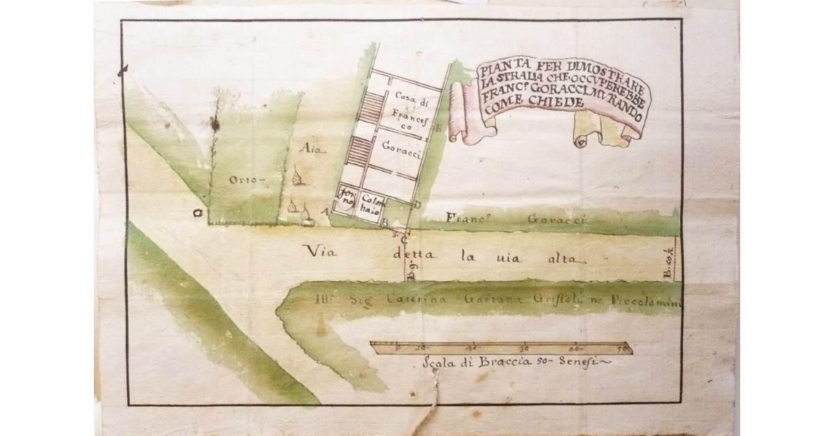 Pianta per dimostrare la strada che occuperebbe Fancesco Goracci murando come chiede [a Torrita]