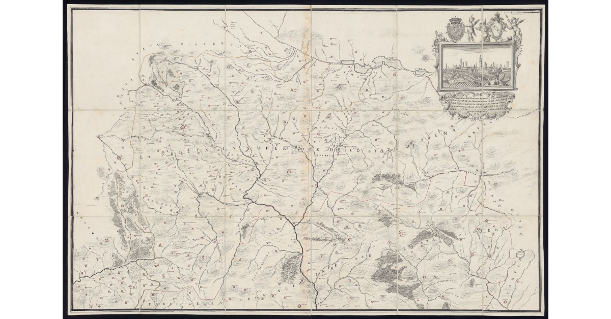 Carta topografica della provincia superiore dello stato di Siena del P. Antonino De Greyss domenicano, e da esso dedicata al Nobile Signore Cavaliere Giacomo De Sauboin, Primo Segretario Intimo attuale di Gabinetto di S. A. R. il Serenissimo G. D. di Toscana, e Consigliere aulico del S. R. I. 1774