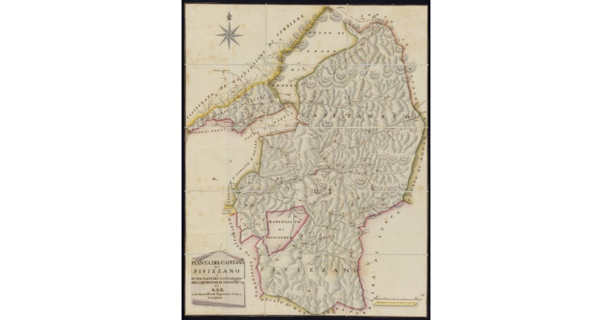 Pianta del capitanato di Fivizzano e di una parte del capitanato del Castiglione di Terziere di S. A. R. e di alcuni feudi imperiali della Lunigiana