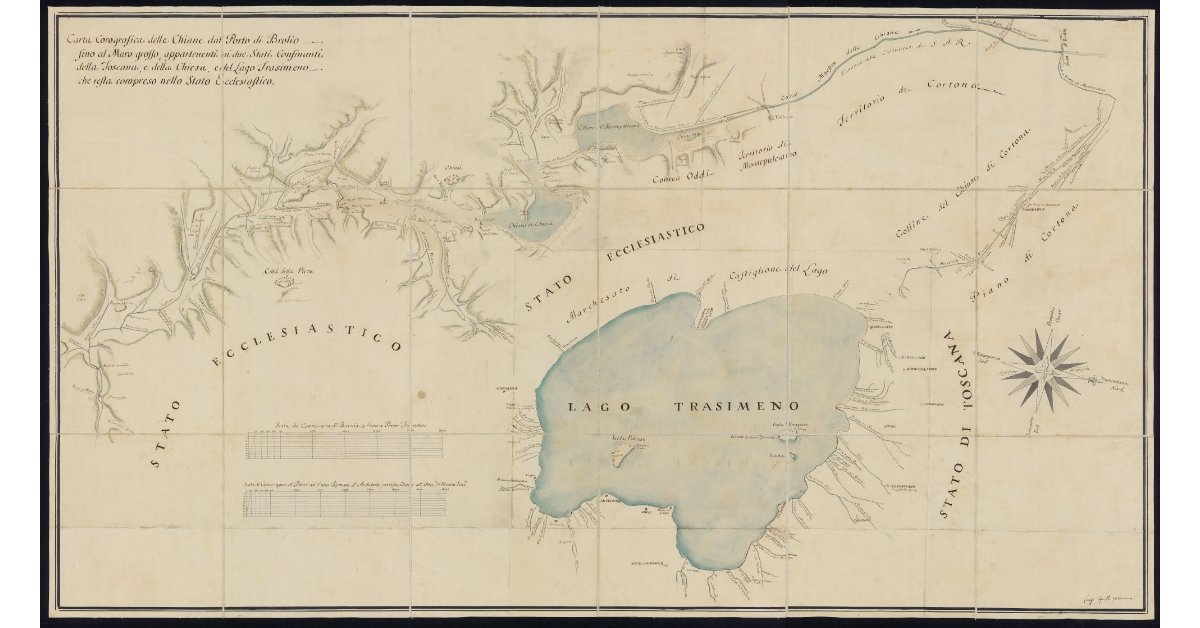 Carta corografica delle Chiane dal porto di Brolio fino al muro Grosso appartenenti ai due stati confinanti della Toscana e della Chiesa e del lago Trasimeno che resta compreso nello stato ecclesiastico