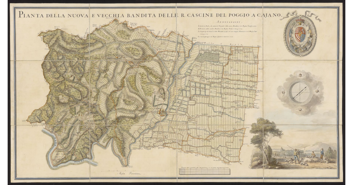 Pianta della nuova e vecchia bandita delle R. Cascine del Poggio a Caiano