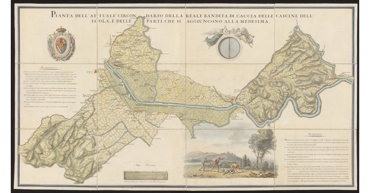 Pianta dell'attuale circondario della reale bandita di caccia delle Cascine dell'Isola e delle parti che si aggiungono alla medesima