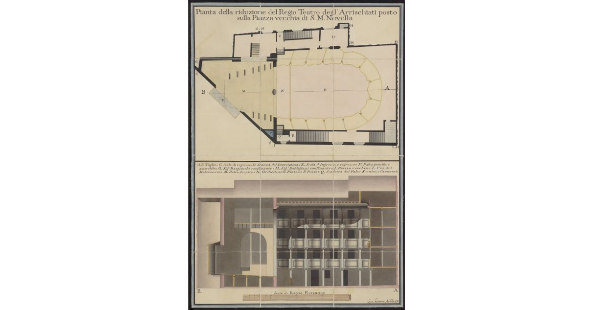 Pianta della riduzione del Regio Teatro degli Arrischiati posto sulla piazza vecchia di S. Maria Novella