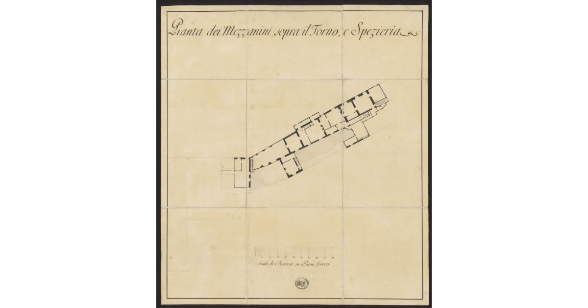 Pianta dei mezzanini sopra il forno e spezieria [a Palazzo Pitti di Firenze]
