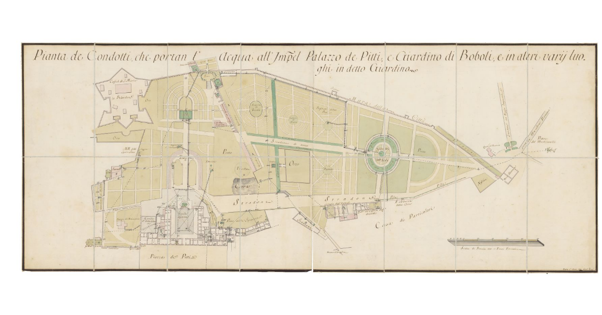 Pianta di condotti che portan l’acqua all’imperiale palazzo de’ Pitti e giardino di Boboli e in altri vari luoghi in detto giardino