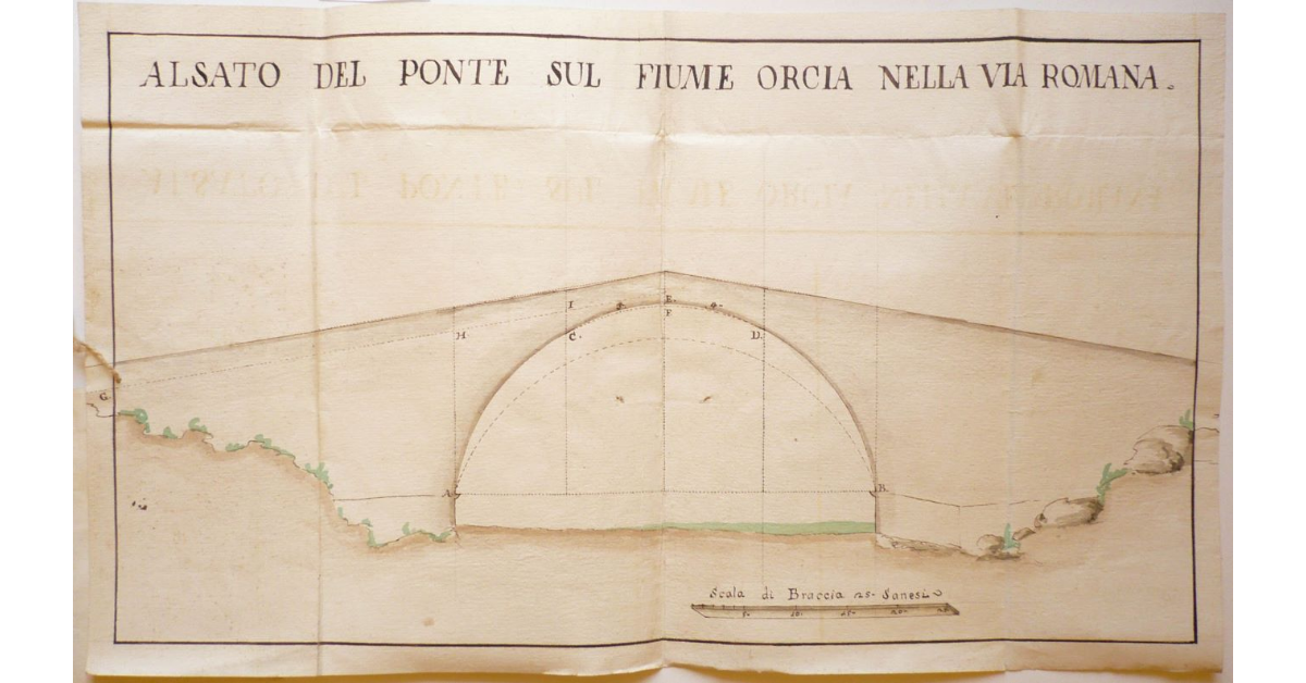 Alzato del ponte sul fiume Orcia nella Via Romana