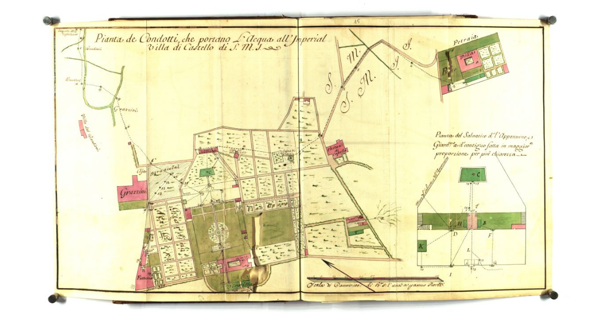Pianta de condotti che portano l'acqua all'Imperial Villa di Castello di S.M.I