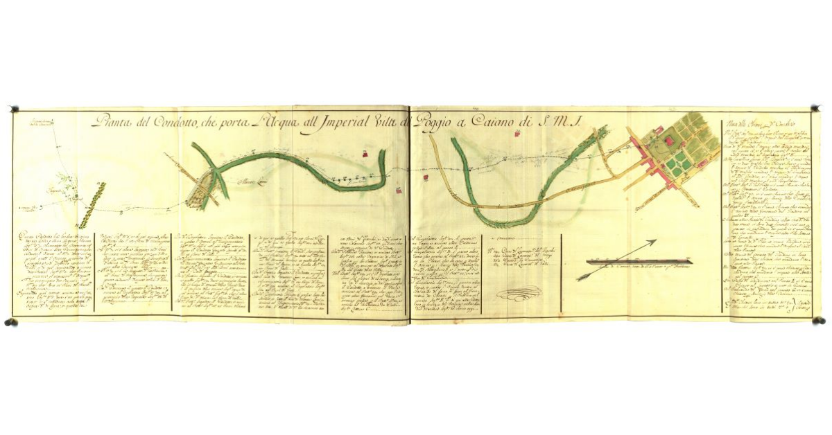 Pianta del condotto che porta l'acqua all'Imp. Villa del Poggio a Caiano di S.M.I