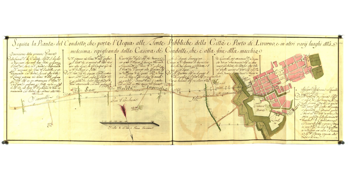 Seguita la pianta del condotto che porta l'acqua alle fonti pubbliche della Città e Porto di Livorno e in altri vari luoghi della medesima [...]