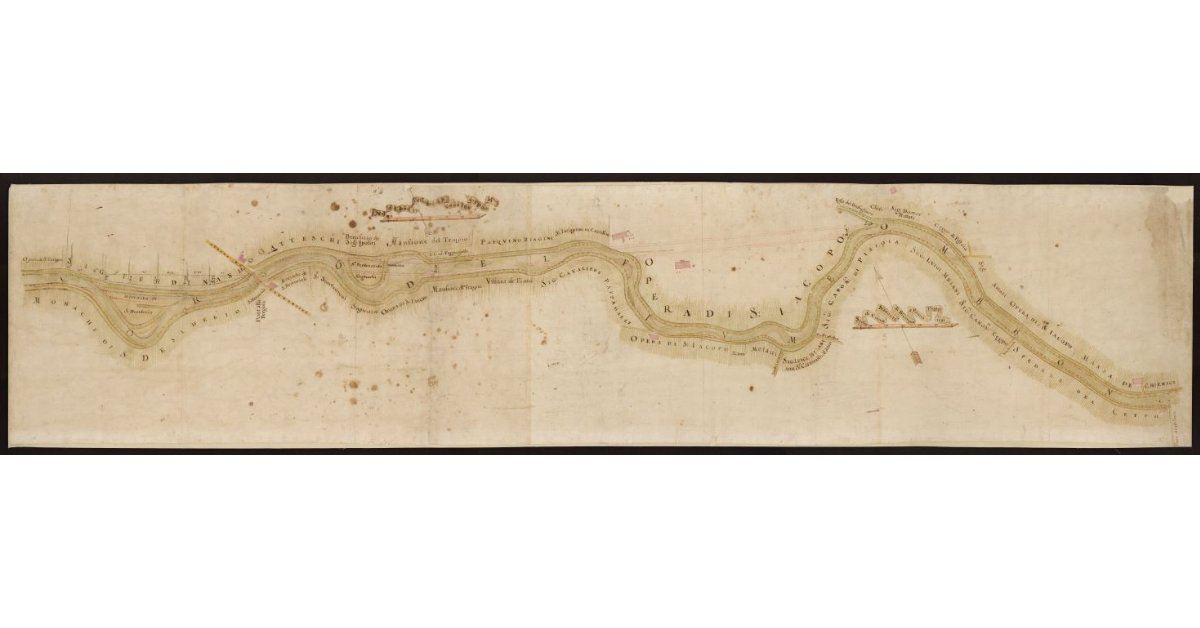 [Tratto del Fiume Ombrone tra la Strada Maestra Fiorentina e il Ponte di Castellare con progetto di raddrizzamento]