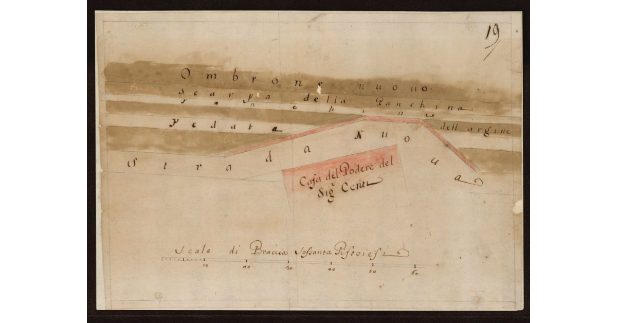 [Pianta dell'Ombrone Nuovo alla casa poderale del Centi]