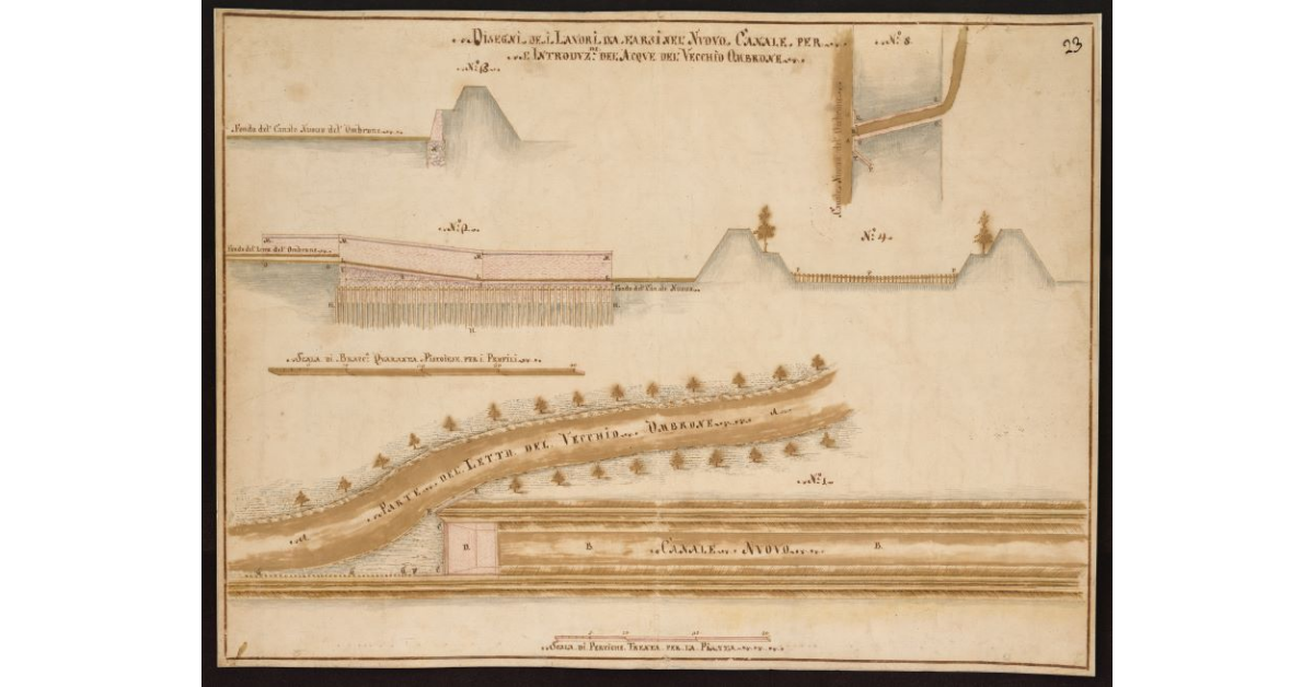 Disegni de i lavori da farsi nel Nuovo Canale per l'introduzione del'acque del' Vecchio Ombrone