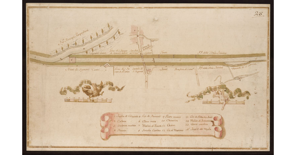 [Pianta dell'Ombrone Vecchio e dell'Ombrone Nuovo a Bonelle]