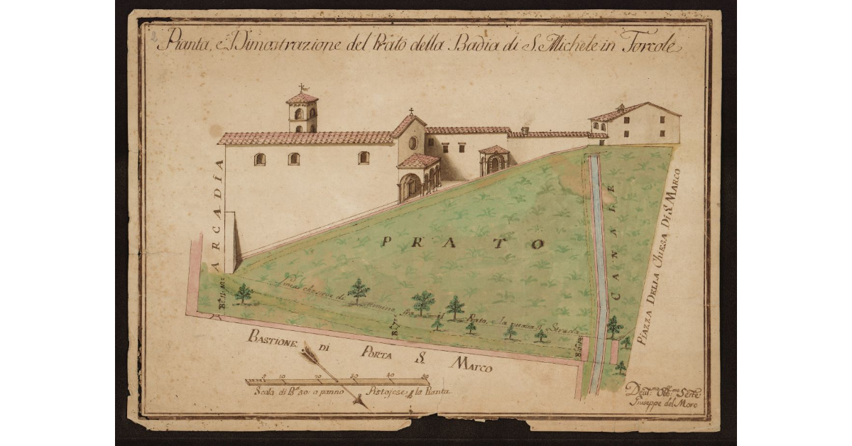 Pianta e dimostrazione del Prato della Badia di S. Michele in Forcole [a Pistoia]