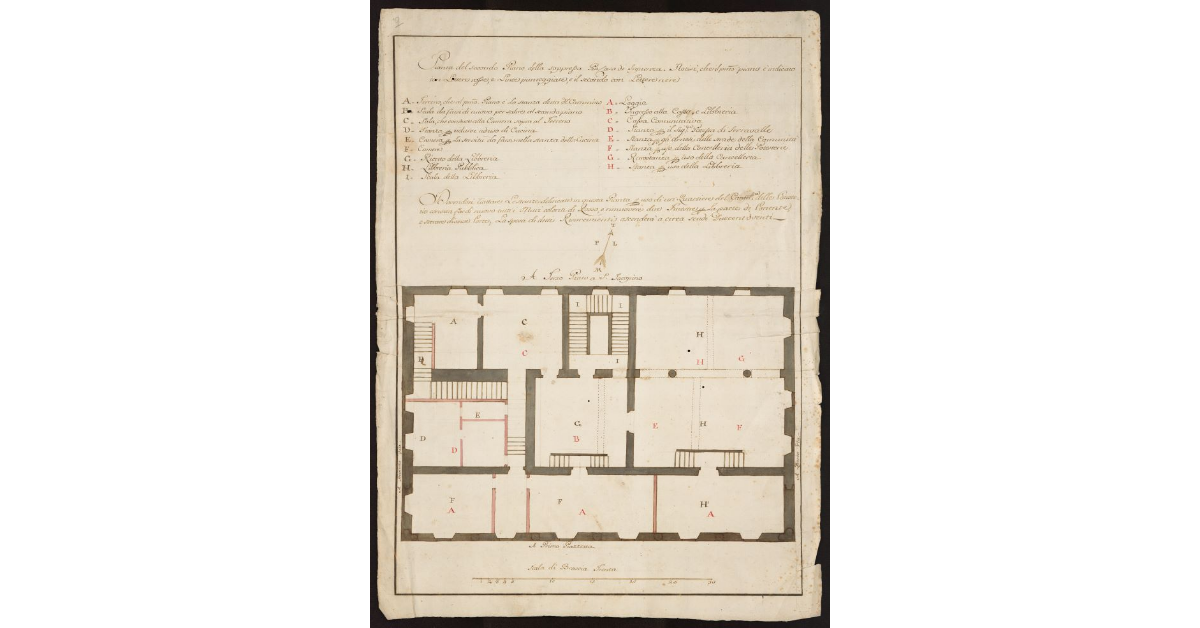 Pianta del secondo piano della soppressa Pia Casa di Sapienza [a Pistoia]