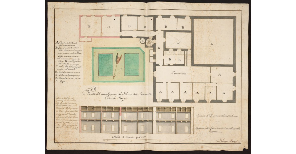 Pianta del secondo piano del Palazzo della Comunità Civica di Pistoia