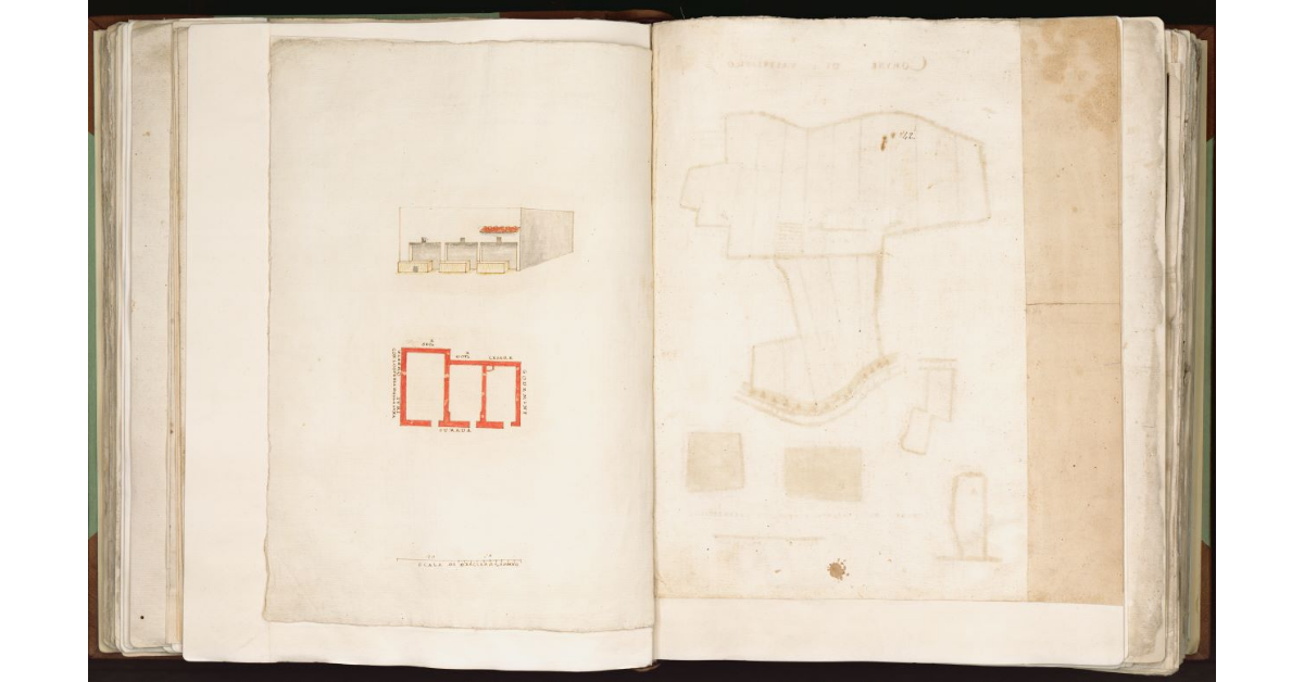 [Pianta e alzato di una casa e di un orto in Cappella di San Iacopo in Castellare]