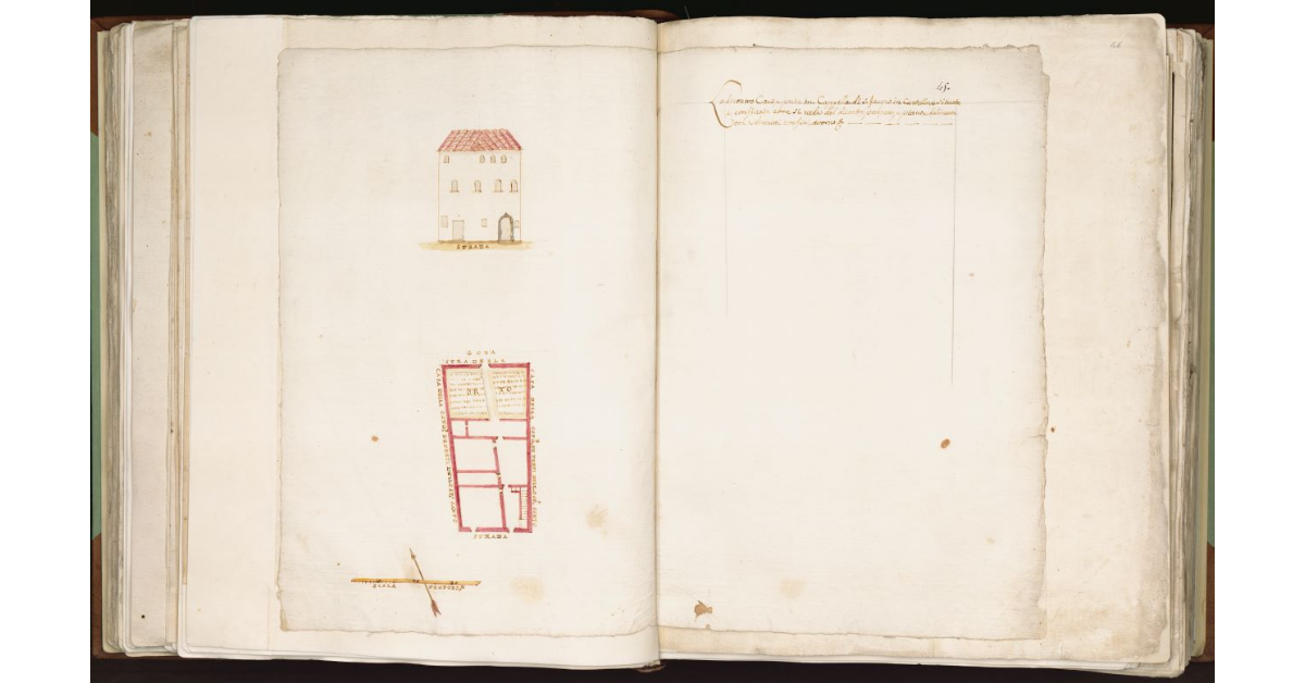 [Pianta e alzato di una casa posta nella Cappella di San Iacopo in Castellare]