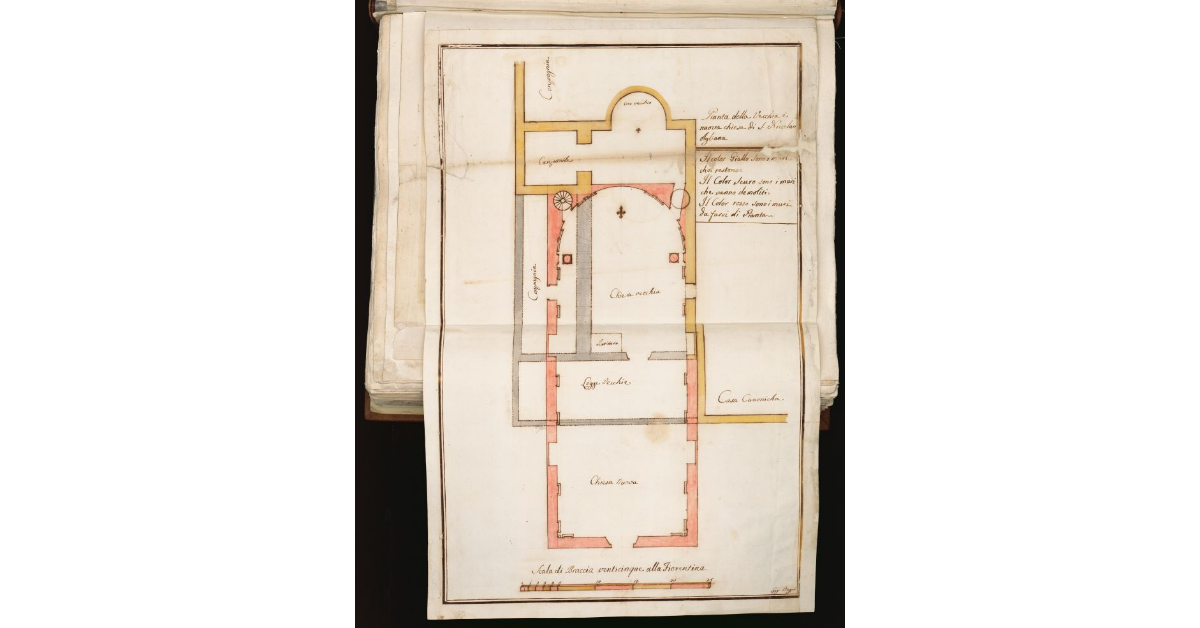 Pianta della vecchia e nuova chiesa di S. Niccolao Agliana