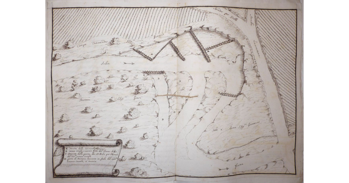 [Fiume Arbia all'imbocco della Strada Lauretana e della strada per Grillo]