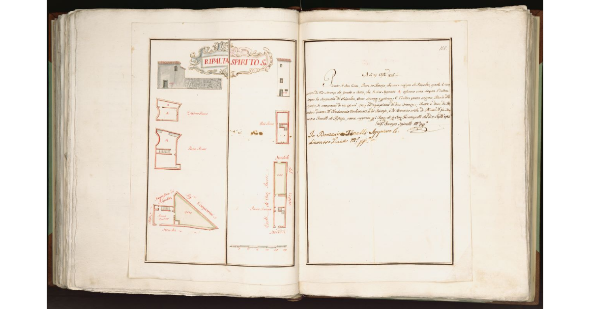 [Piante e alzati di due case poste in Pistoia a] Ripalta [e] Spririto S