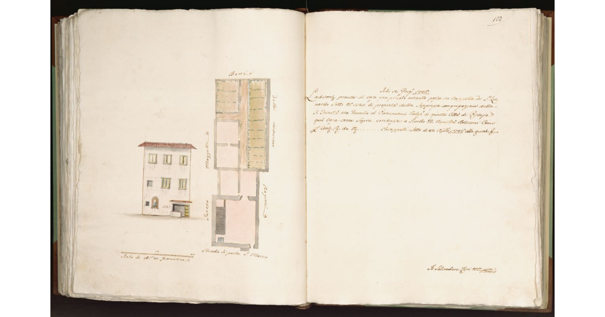 [Pianta e alzato di una casa posta in Pistoia]