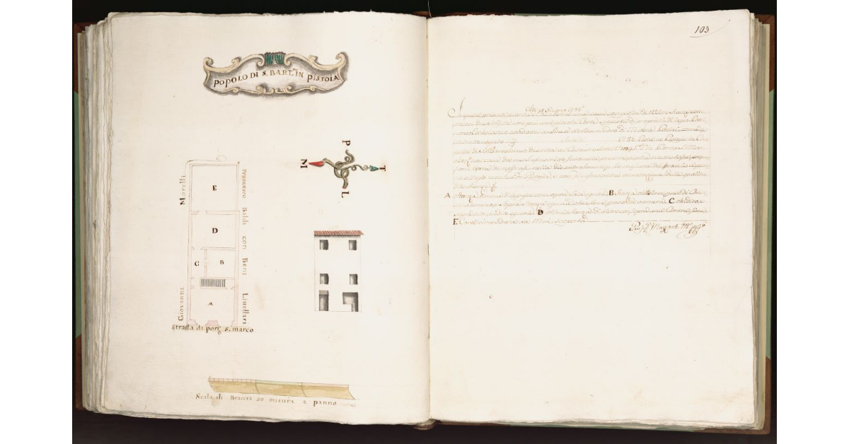 [Pianta e alzato di una casa posta in Pistoia]