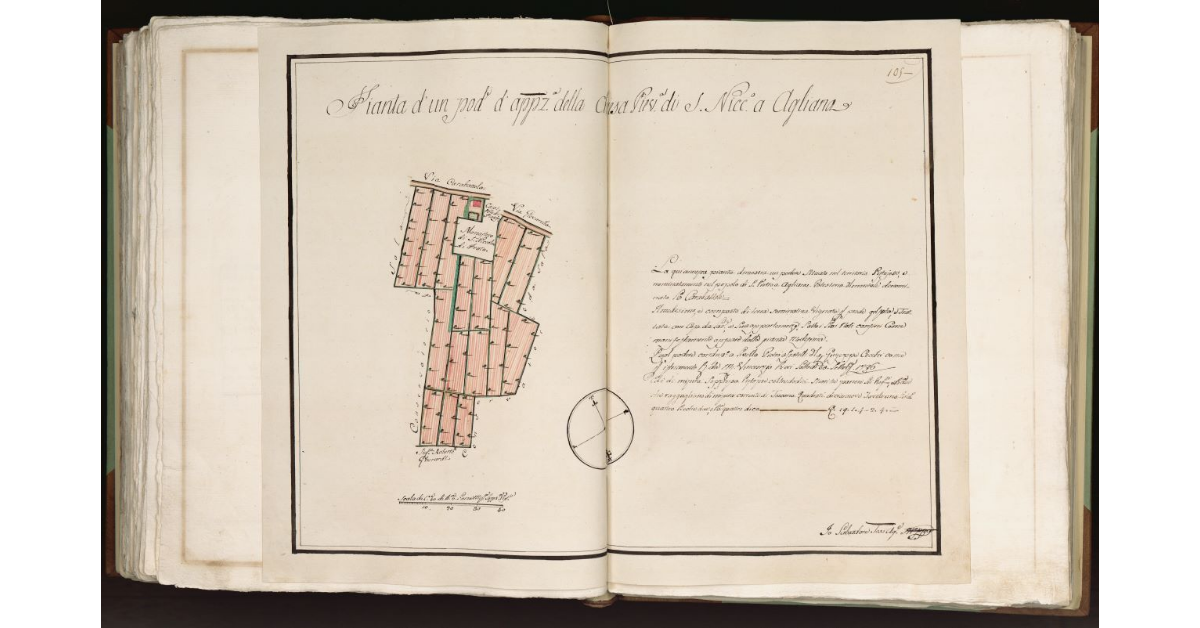 Pianta d'un Podere d'appz.a della Chiesa Pievana di S. Niccolao a Agliana